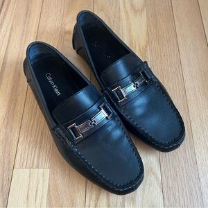 Calvin Klein Boy Men' Magnus Casual Slip-on Drivers Black Vegan Leather